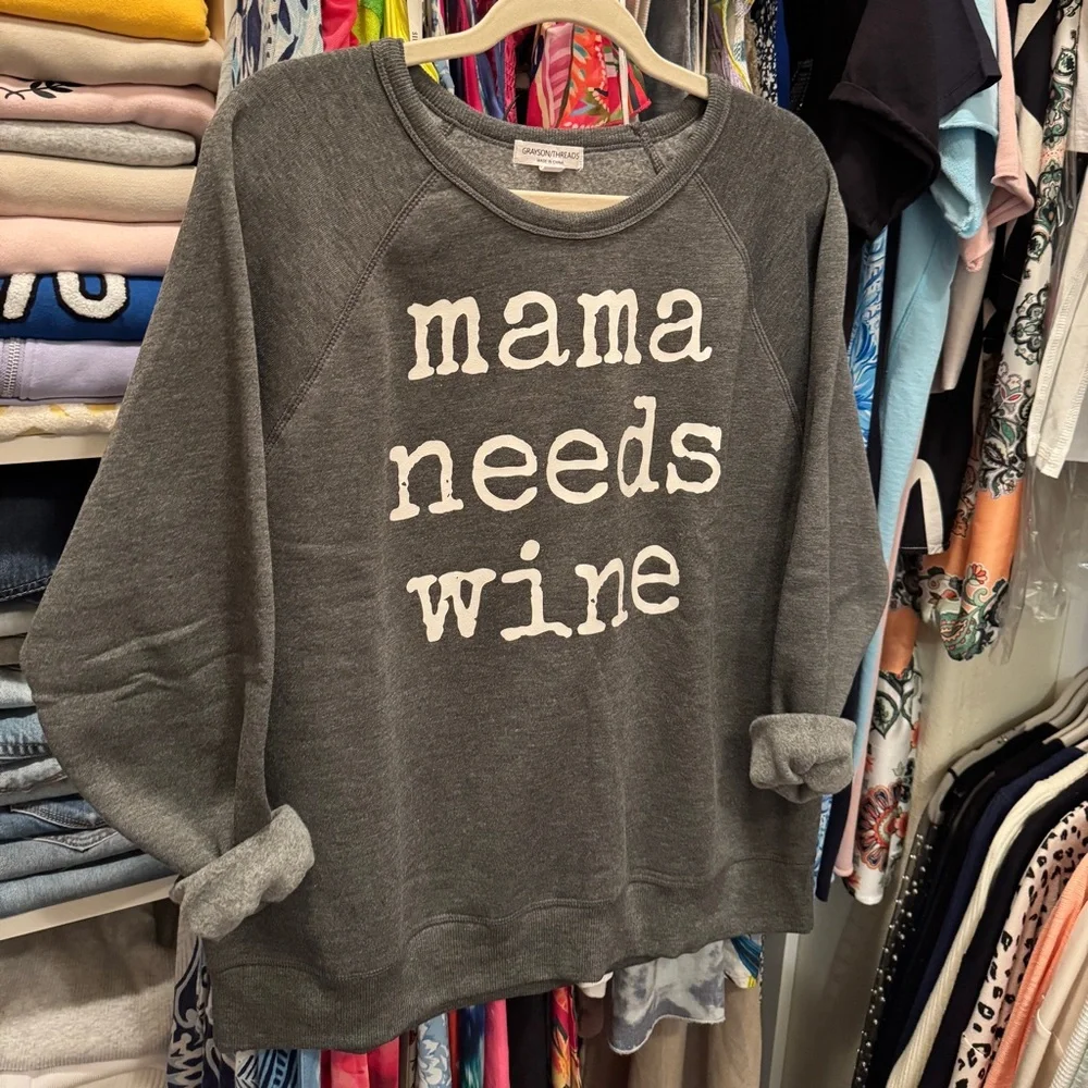 Grayson Threads Gray and White Crewneck Sweater